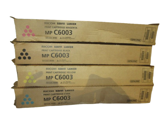 LOT Of 4 Ricoh MP C6003 OEM Toner Print Cartridges Cyan Magenta Yellow, BLACK