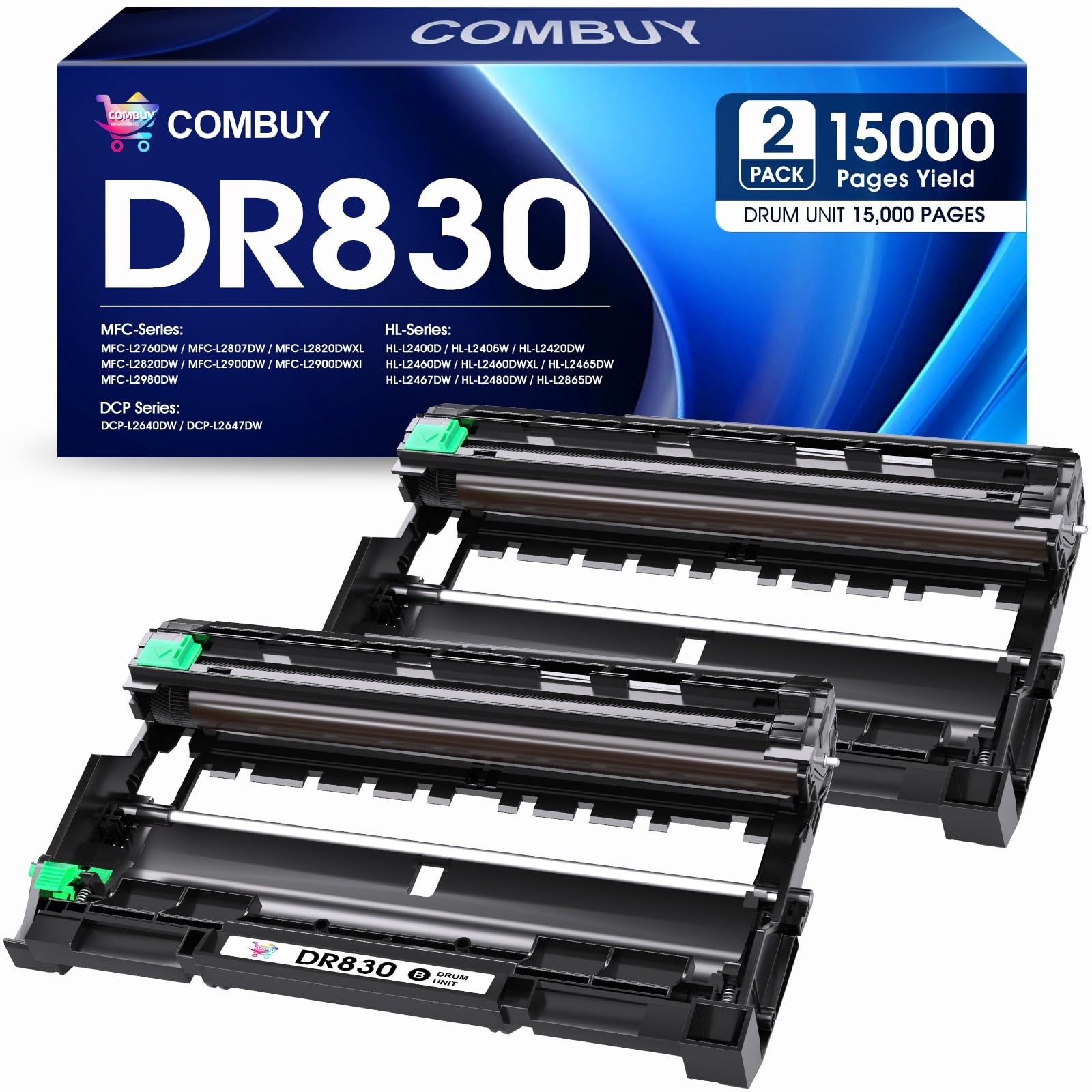 Drum Unit 2 Pack Replacement for Brother DR-830 Printer - High Yield, Not Toner