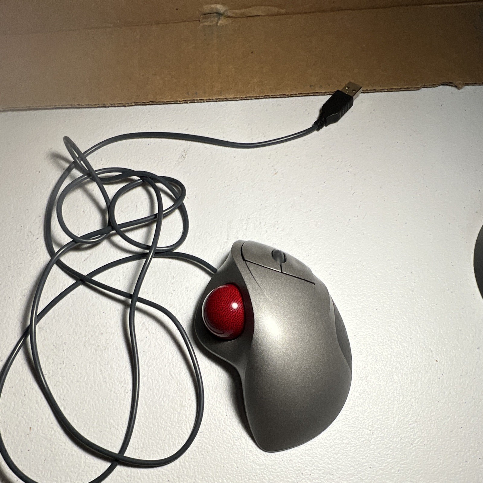 Tested Working Logitech TrackMan Wheel USB Wired Optical Trackball  Gray/Red