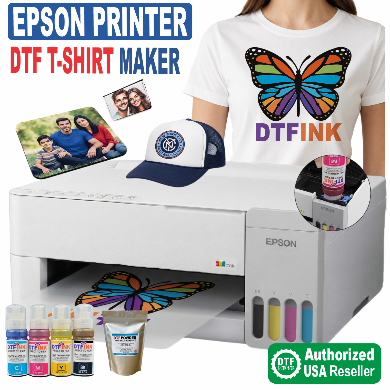 Epson Printer with DTF ink Heat Transfer Print Cotton T-Shirt Transfer Kit,