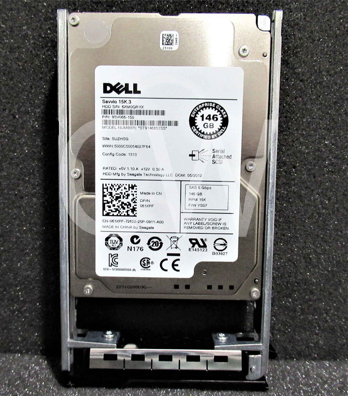 Dell SAVVIO ST9146853SS 61XPF 146GB 15K RPM 6Gb/s 2.5