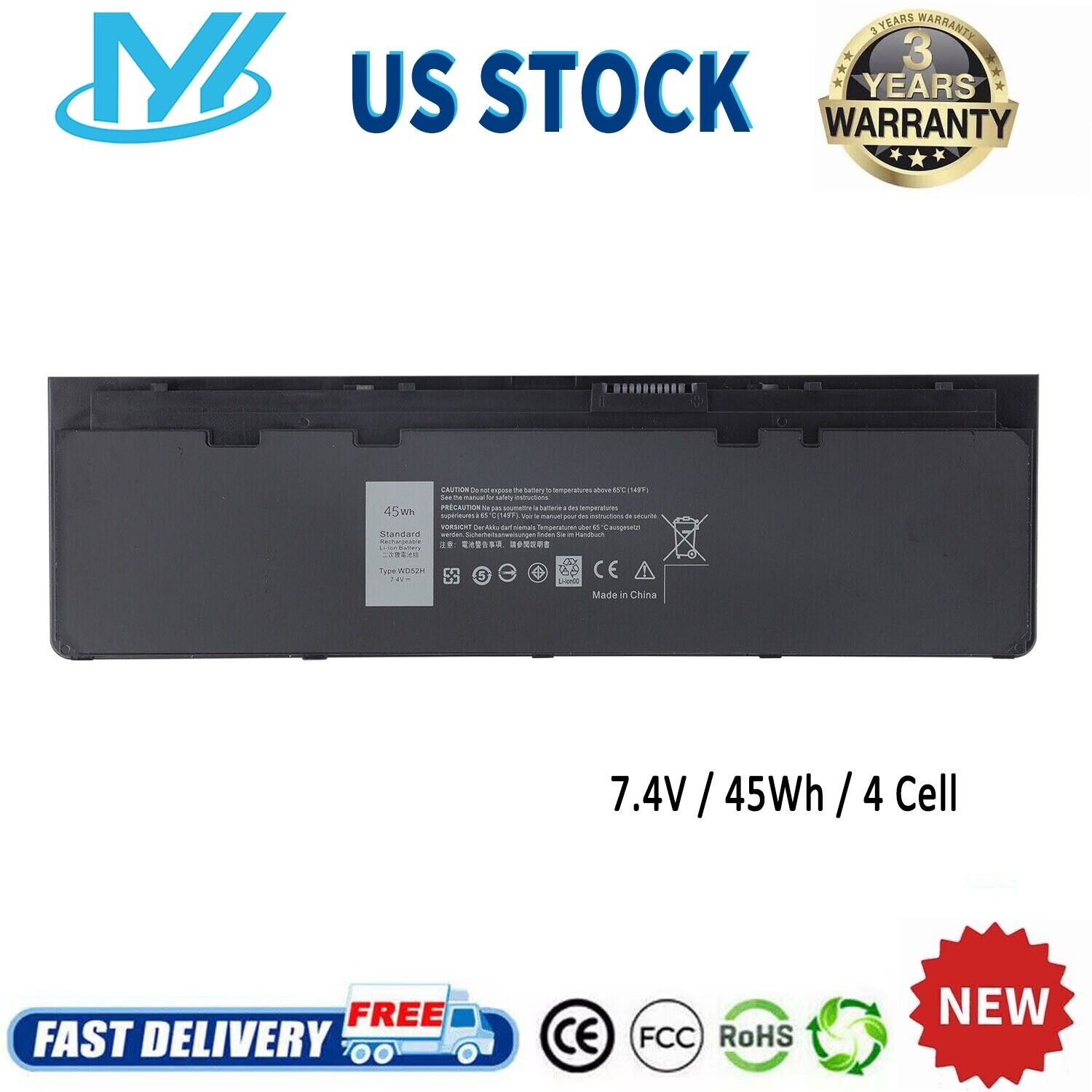 ✅WD52H Battery For Dell Latitude E7240 Ultrabook E7250 GVD76 KWFFN VFV59 HJ8KP