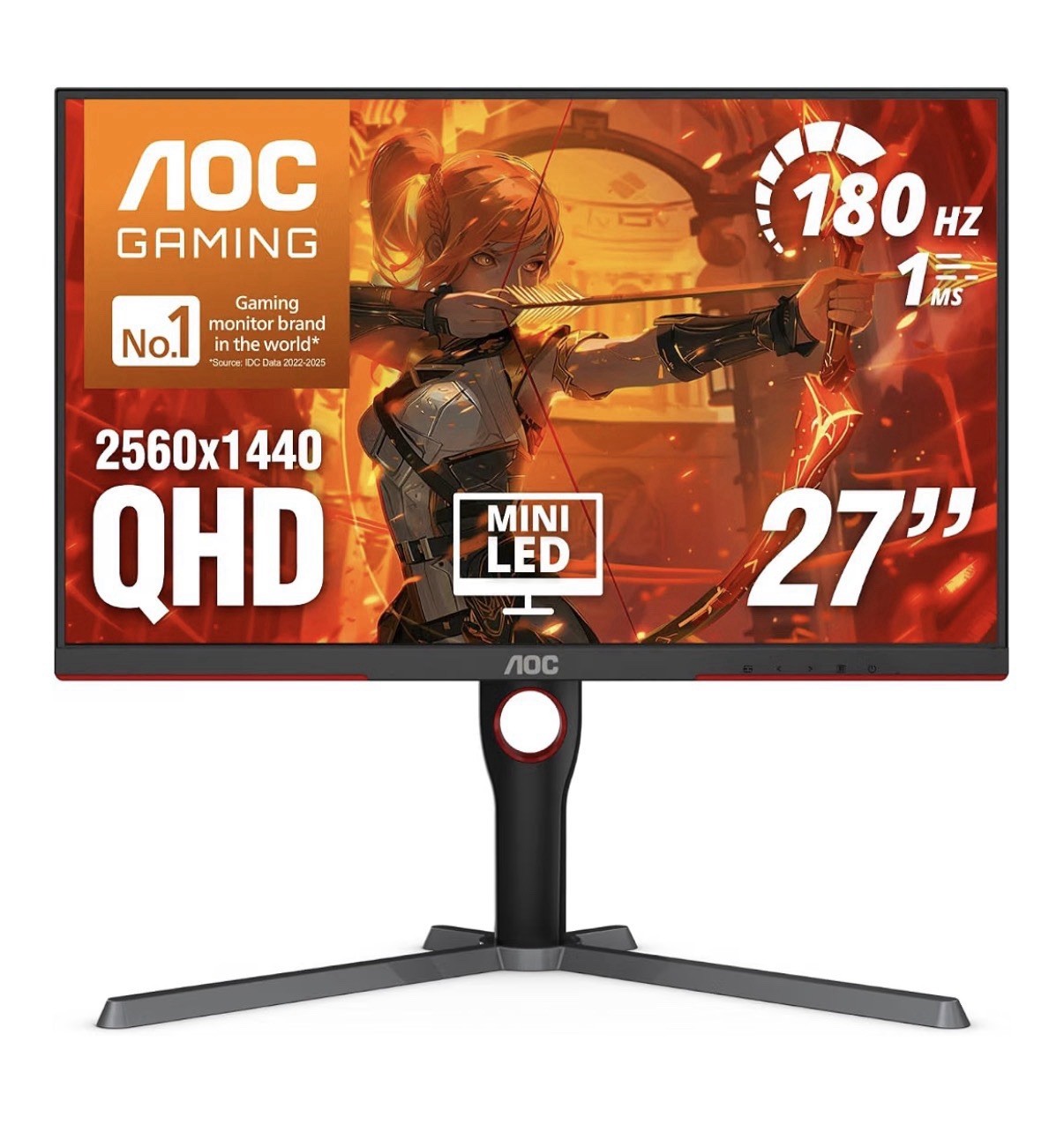 AOC Q27G3XMN 27" QHD Gaming Monitor, 2560x1440, Mini LED, 180Hz 1ms
