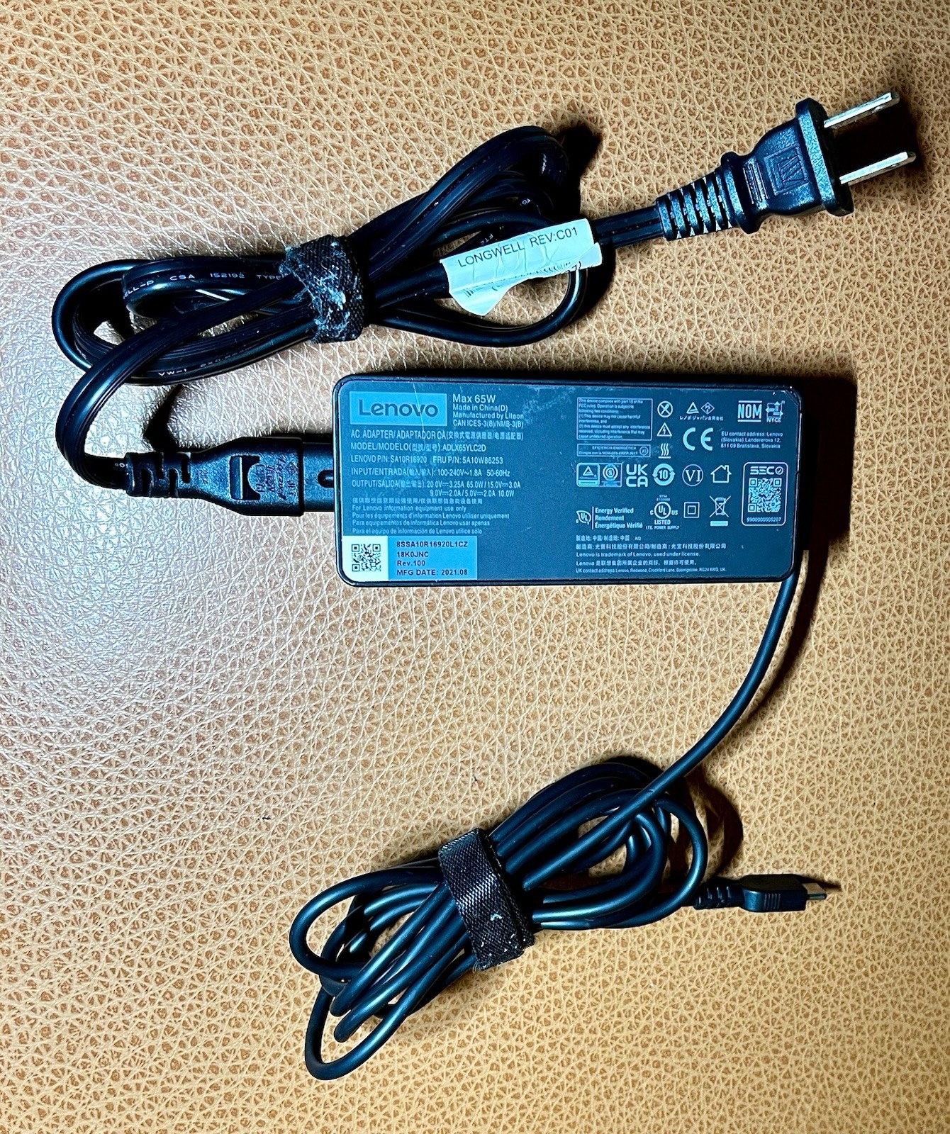 Genuine LENOVO Max 65W AC Adapter ADLX65YLC2D SA10R16920