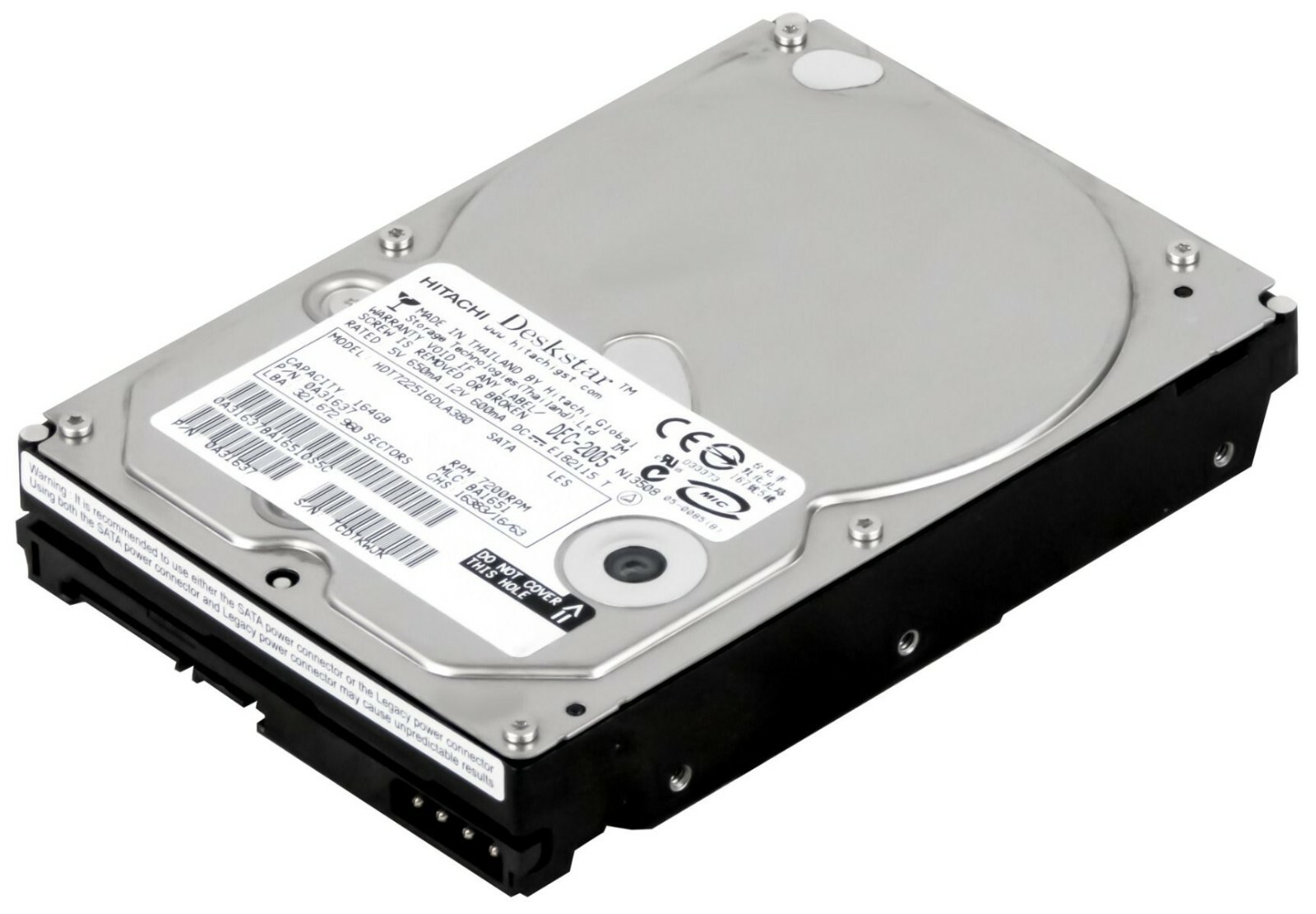 HARD DRIVE HITACHI DeskStar T7K250 HDT722516DLA380 164GB 7.2K 8MB SATA II 3.5''