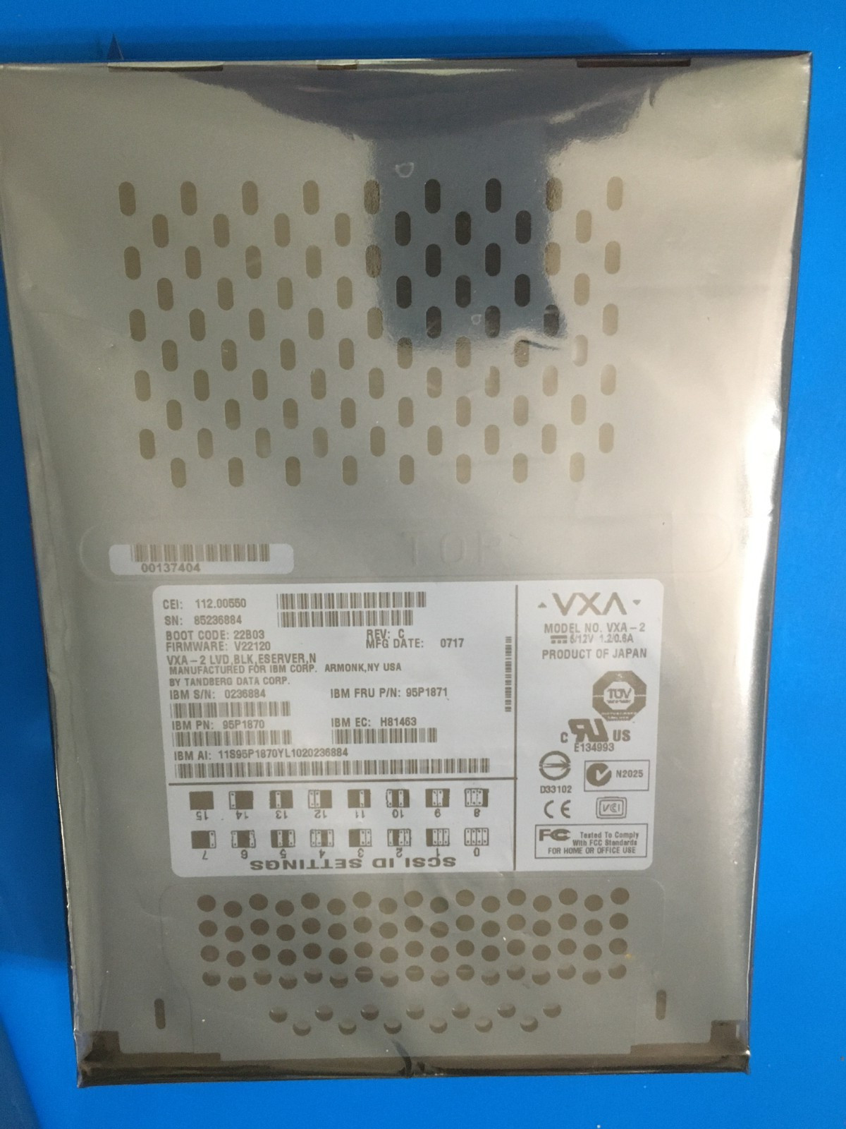 IBM 95P1870  VXA-2 80GB TAPE DRIVE Internal SCSI LVD 112.00550 NEW SEALED.