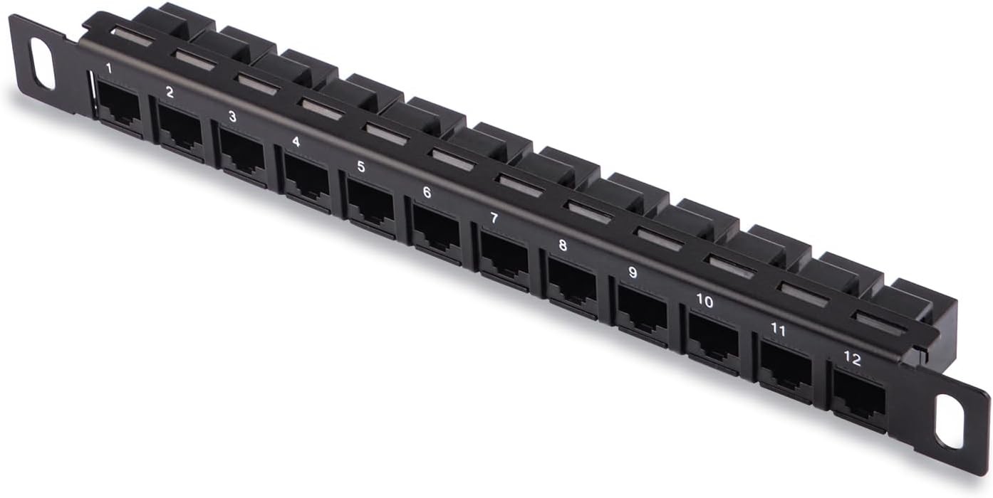 12 Port Patch Panel, 10inch 0.5U CAT6 Network Patch Panel for DeskPi RackMate T1