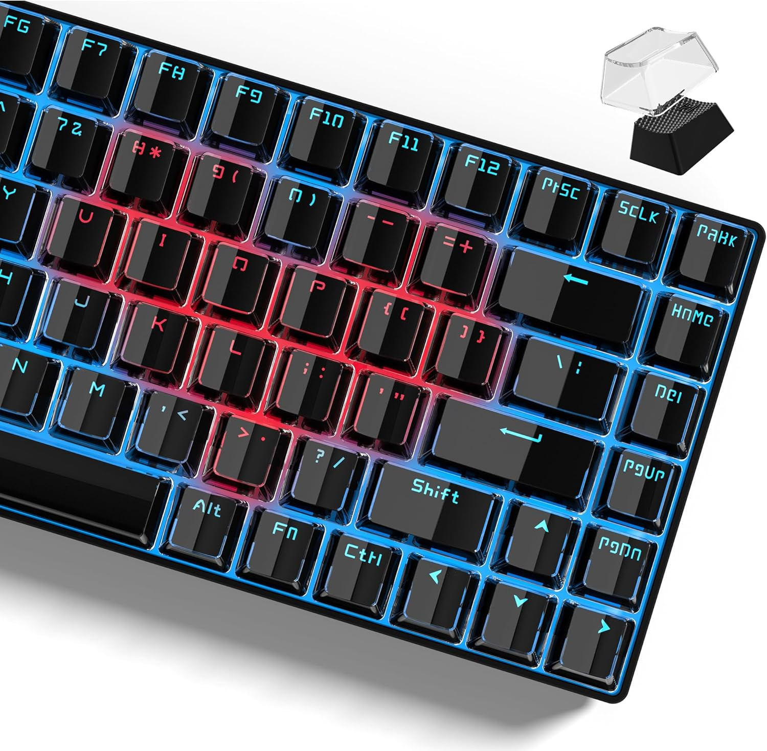 Black Jelly Keycaps Set for 60%/75%/100% Mechanical Keyboards, 130 Keys
