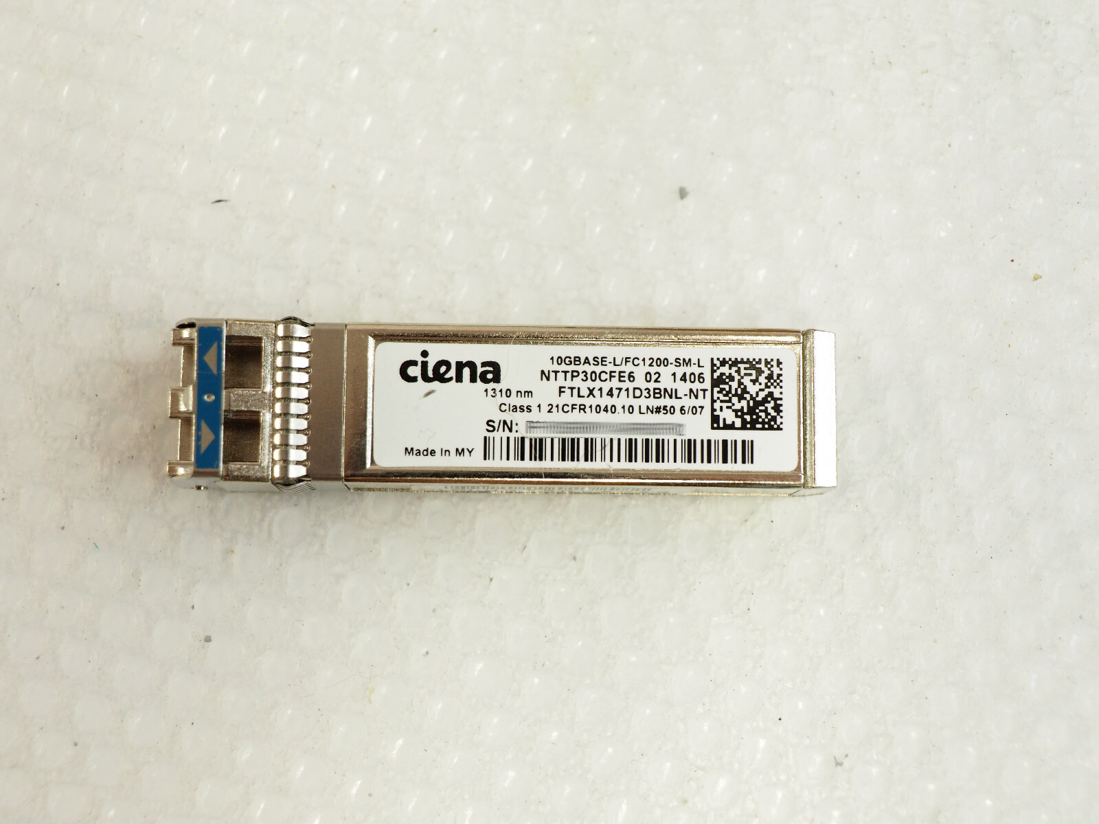 CIENA NTTP30CFE6 FTLX1471D3BNL-NT WOTRBCAKAB 1310nm 10GBase-L/FC1200-SM-L Module