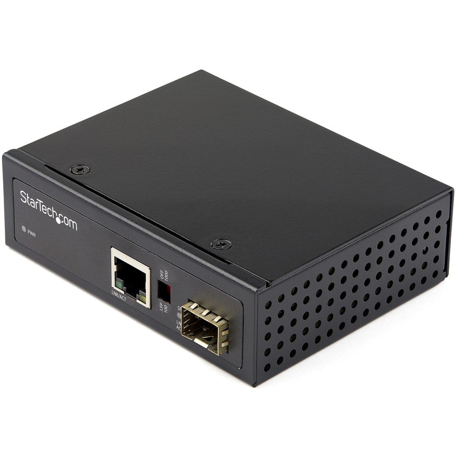 StarTech Industrial Fiber to Ethernet Media Converter, 1Gbps SFP to RJ45/CAT6,
