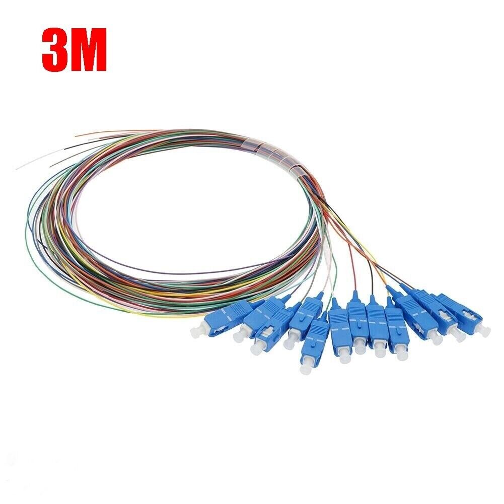 3M 12x SC UPC Single Mode Fiber Optic Optical Pigtail Cable Cord Multi-Color
