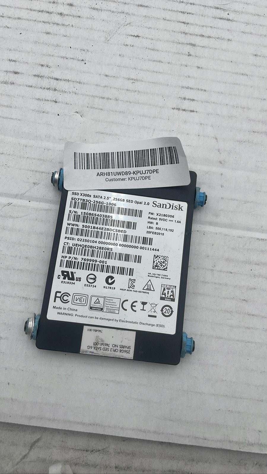 SanDisk X300s SD7TB3Q-256G-1006 256GB 2.5" SATA III Internal Solid State Drive