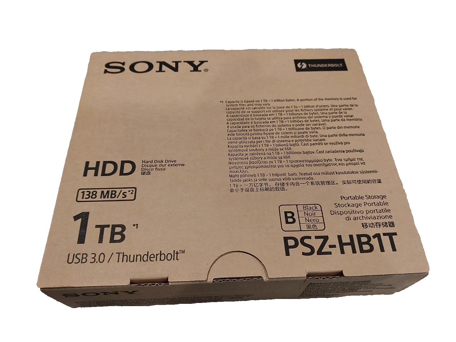 Sony PSZ-HB1T 1 Terabyte External Hard Drive USB-C THunder TB 2