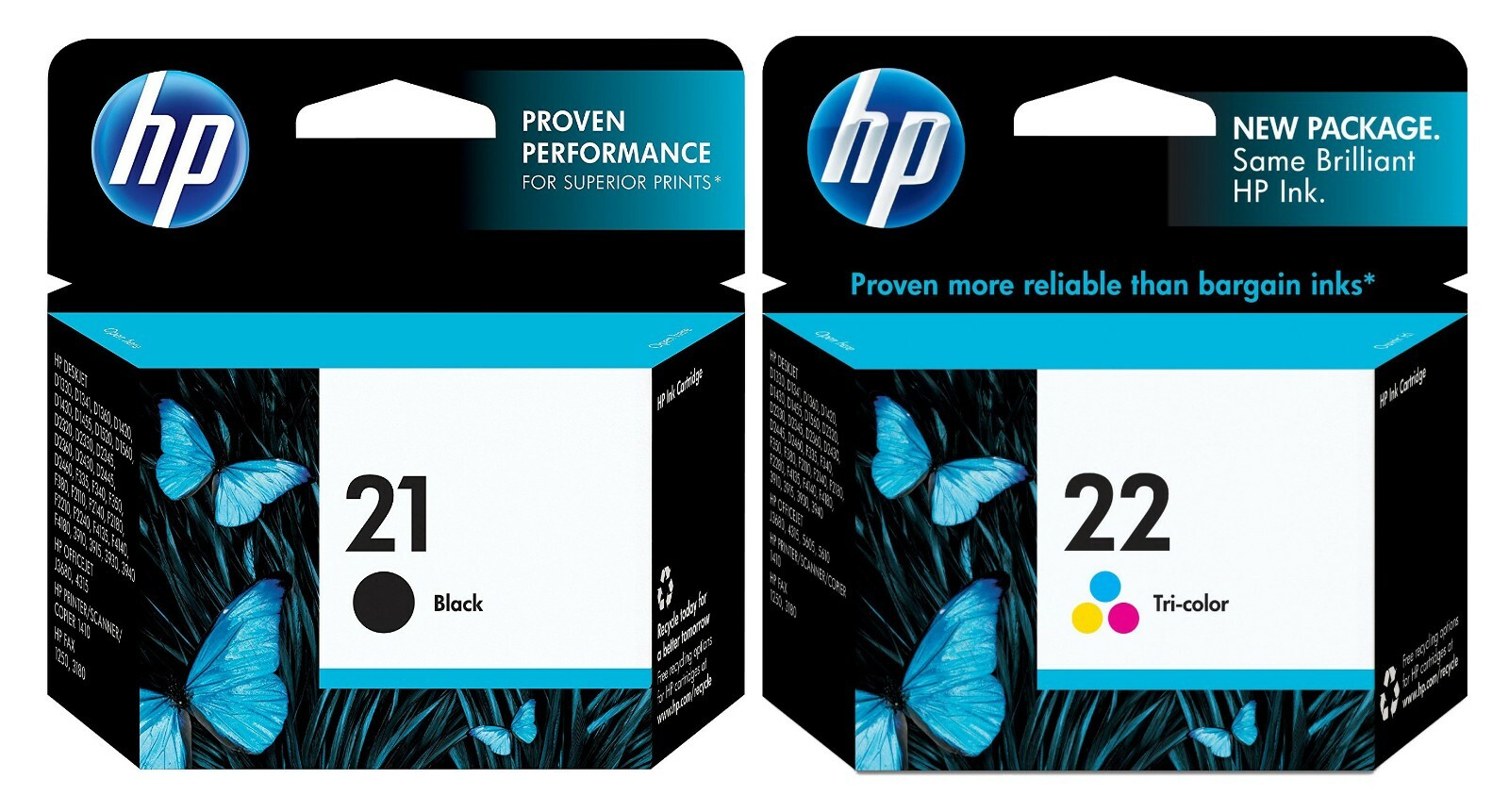 GENUINE HP 21 HP 22 Ink Cartridge 2 Pack for Deskjet 3910 Officejet J3635