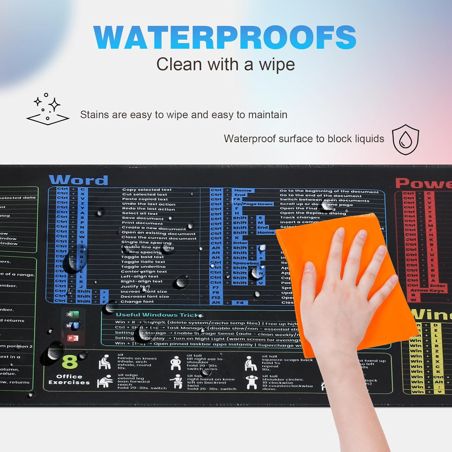 Office Shortcut Mouse Pad - 200+ Hotkeys for Excel/Word/PPT/Windows, 31.5"×11...