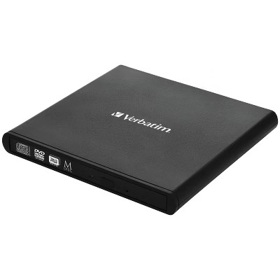 Verbatim External Slimline CD/DVD Writer, USB-A/USB-C - Black