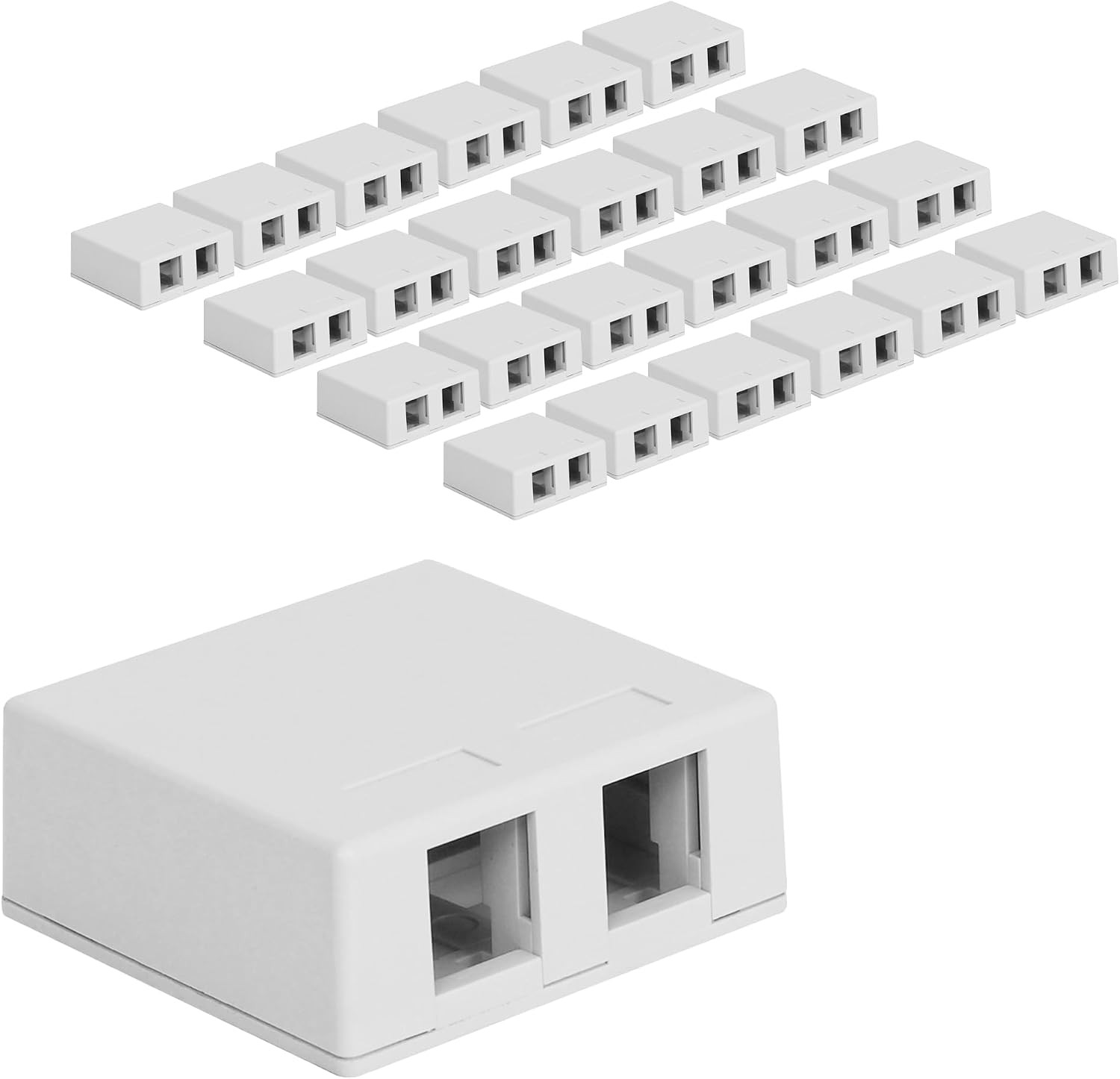 2 Port Surface Mount Box in White 25 Pack Works with Slim and Wide Profile