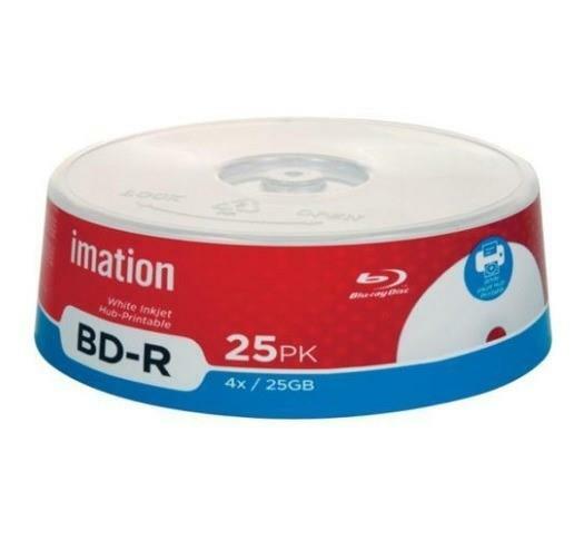 25pk Imation BD-R Inkjet Printable 25GB 4x Recordable Discs Blue-Ray FAST AB