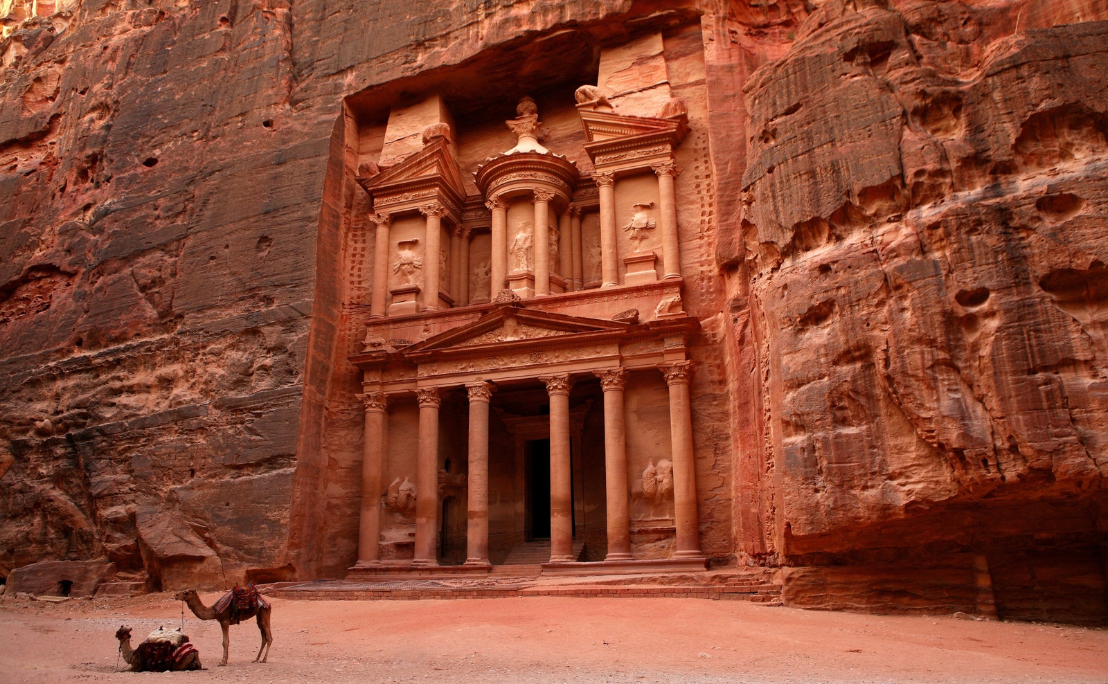 Landscape nature desert sand petra jordan camels temple Custom Gaming Mat Desk