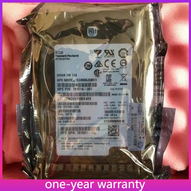 NEW HPE 781516-B21 781577-001 600GB 12G SAS 10K 2.5" SFF SC HDD Hard Drive