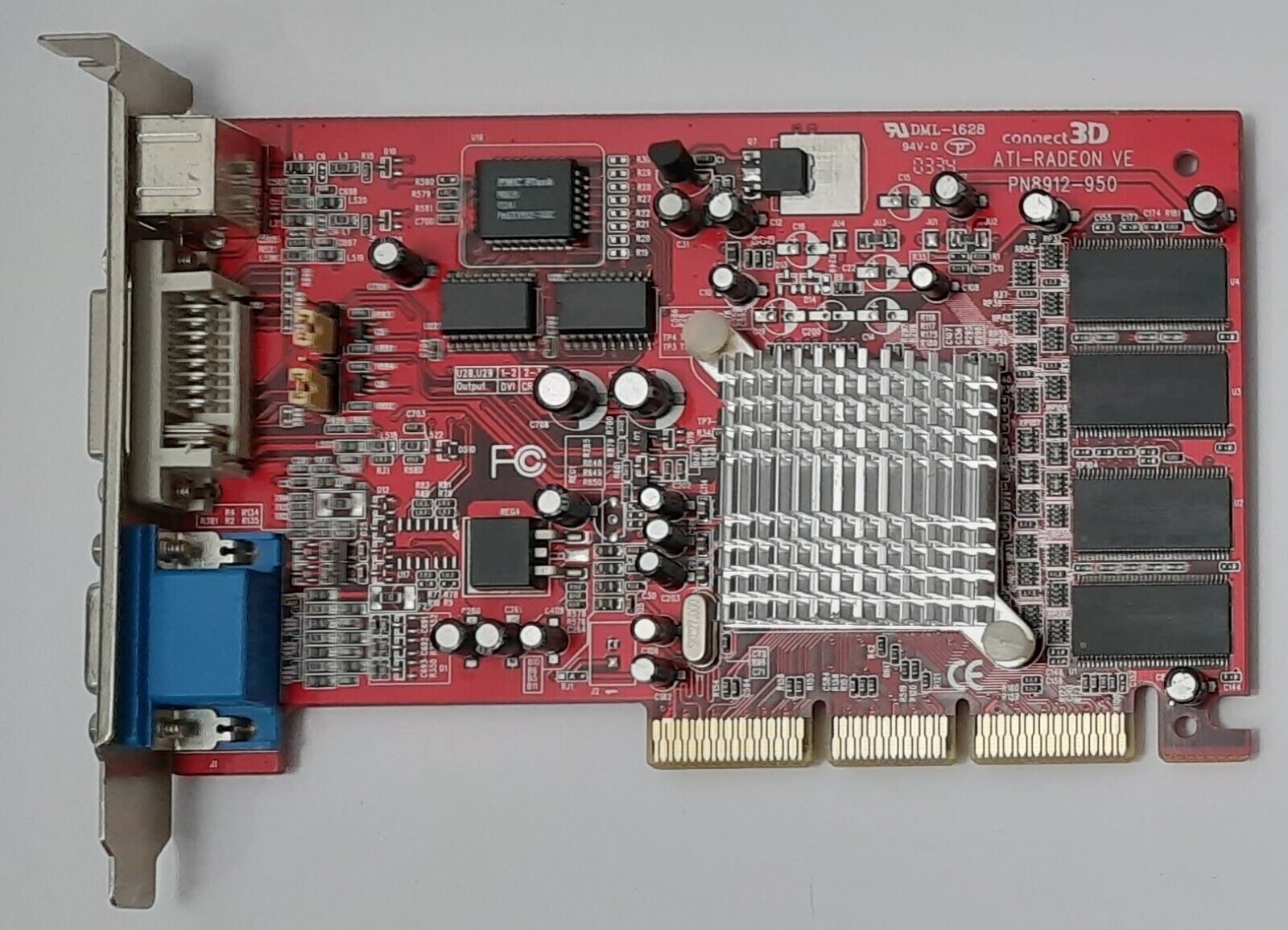 Connect 3D Radeon VE / 7000 AGP Graphics Card (ATI, C3D, 64MB, DVI, Retro, 2003)