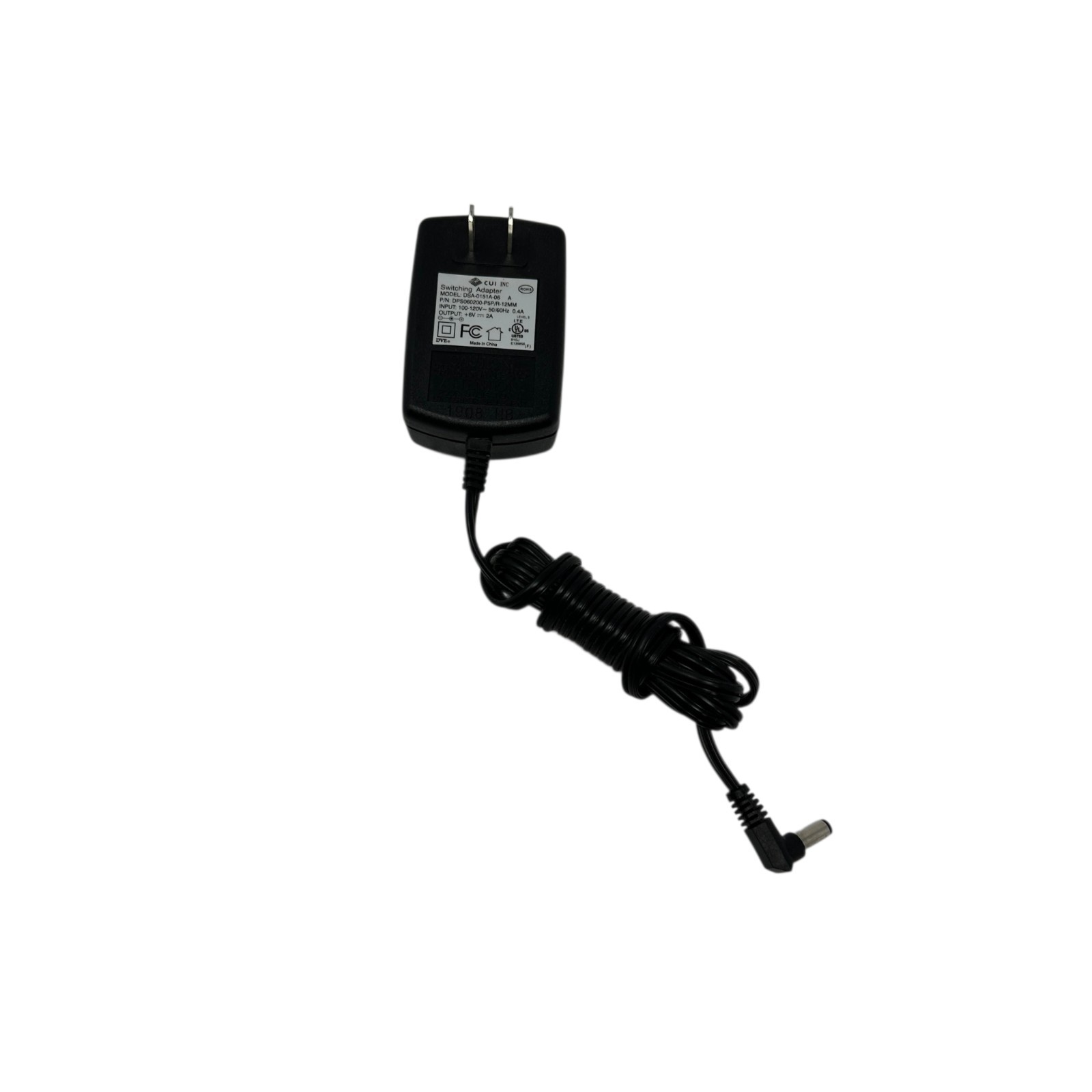 CUI Inc DSA-0151A-06 A Switching Power Supply AC Adapter +6V 2A 12W