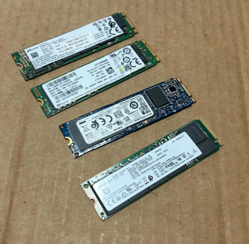 Lot of 4 256GB M.2 SSD Micron SK Hynix Samsung Solid State Drives SATA/NVMe