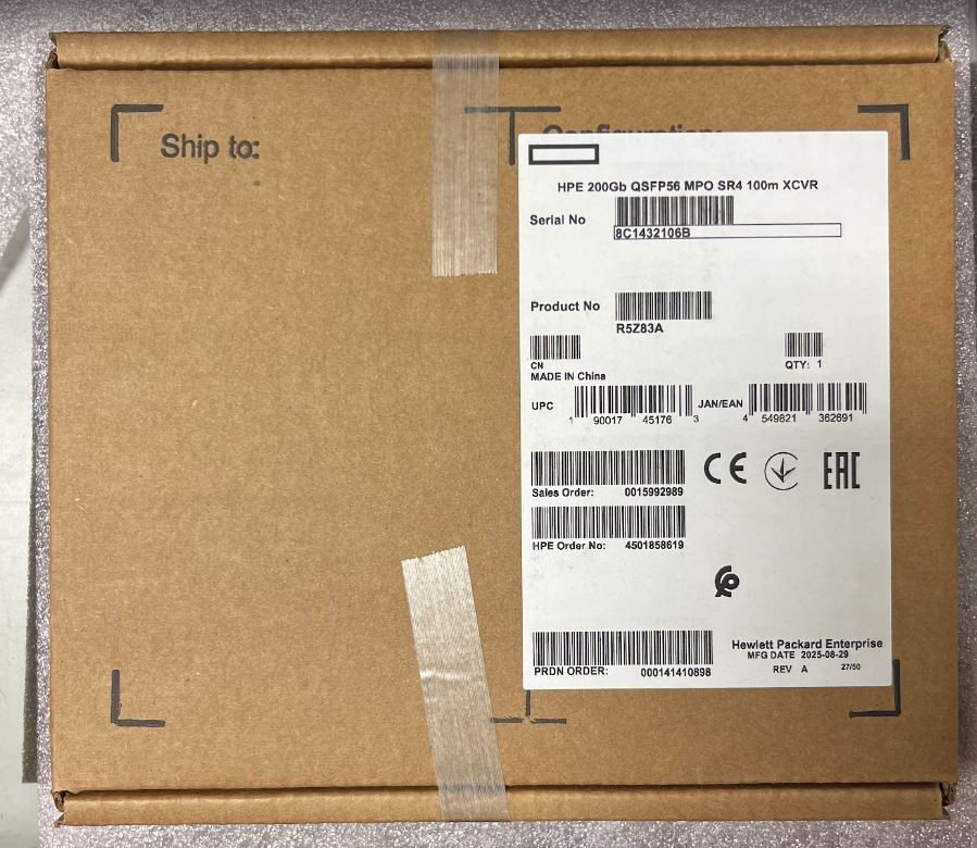 NEW IN BOX - R5Z83A HPE 200GB QSFP56 HP MPO SR4 100M TRANSCEIVER HPE: P30022-001