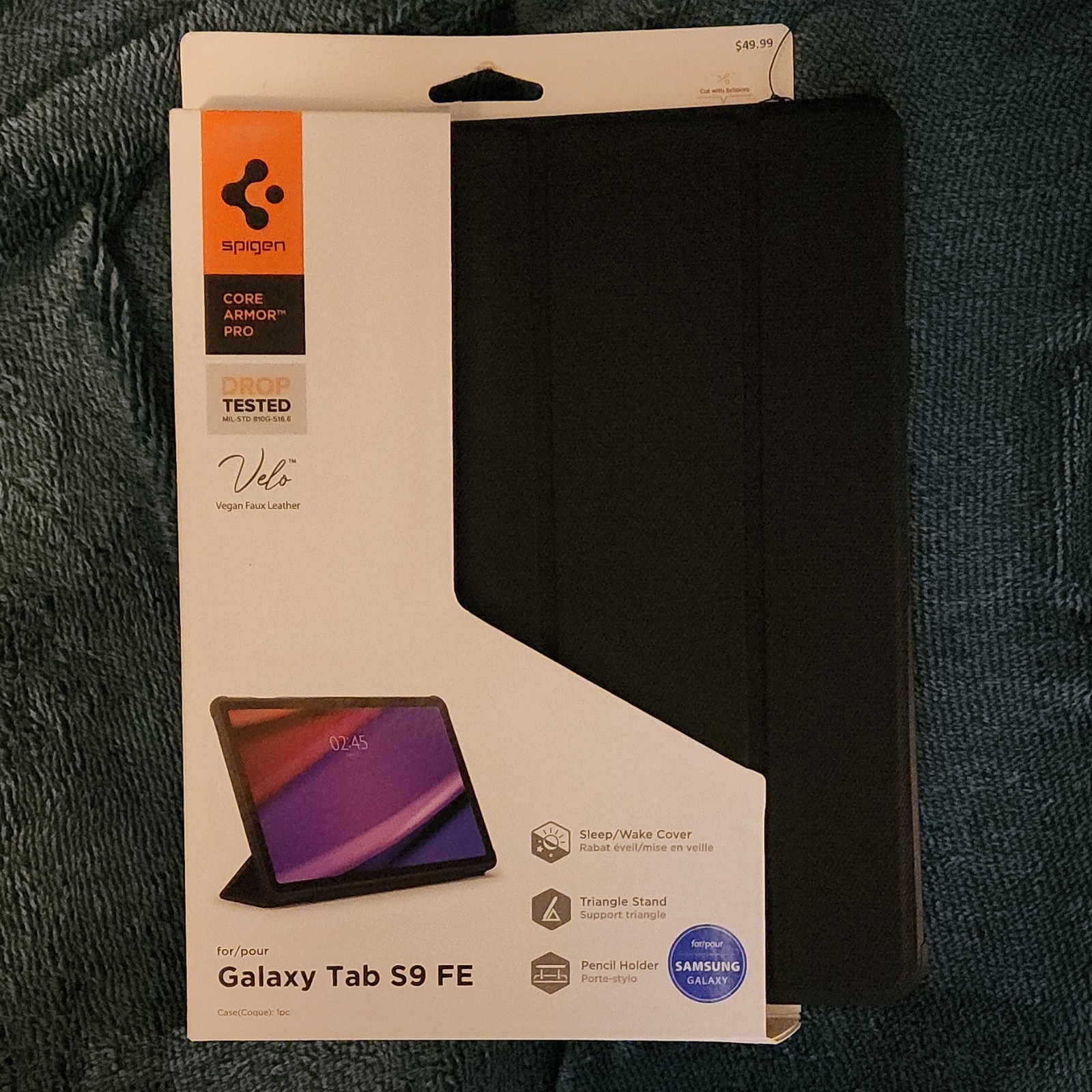 Spigen Core Armor Pro Case for Galaxy Tab S9 FE Black Vegan Faux Leather