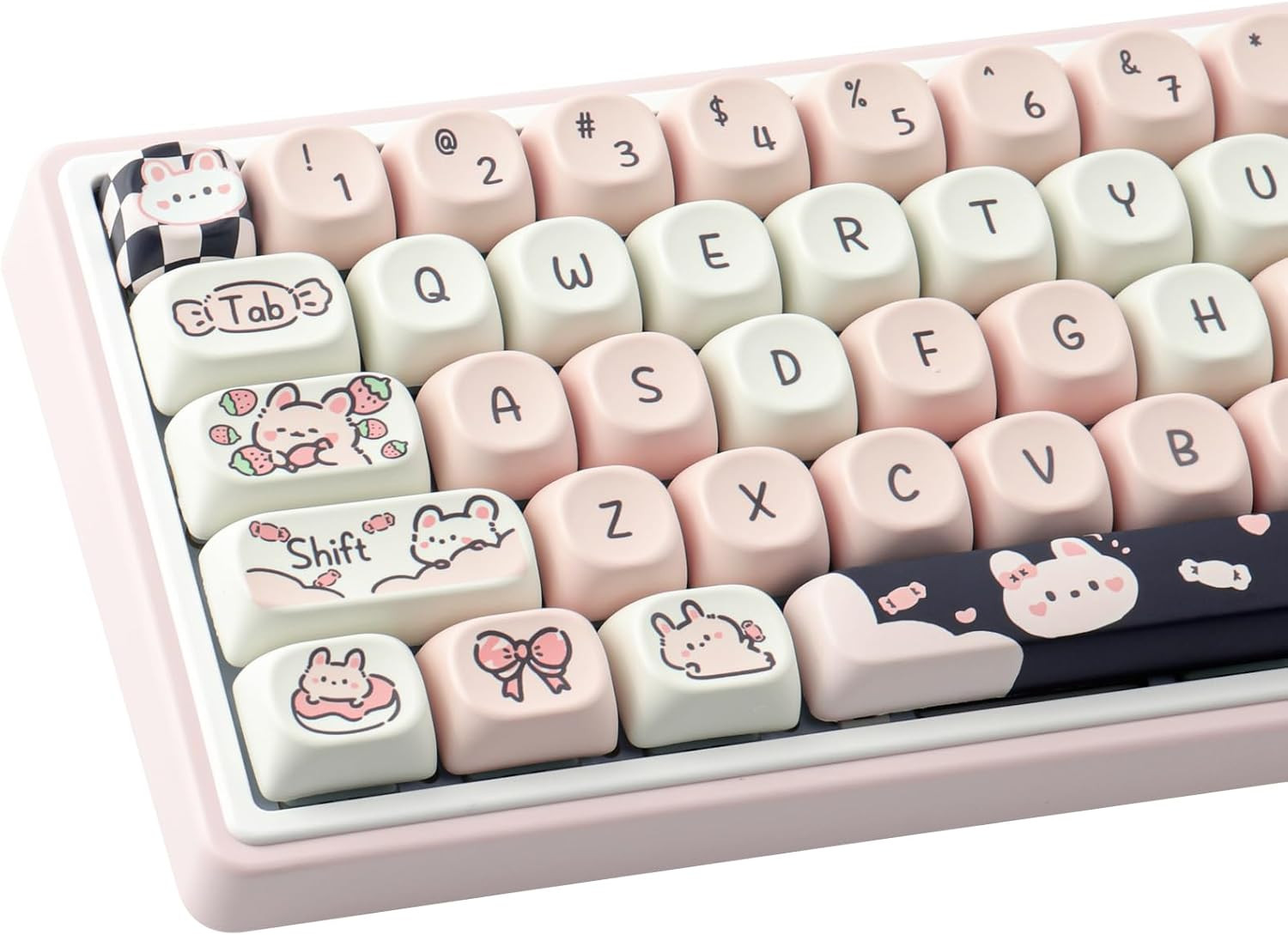 PBT Keycaps - MOA Key Caps, Cute Keycaps for Mechanical Keyboard, 114 Keys, Dye-