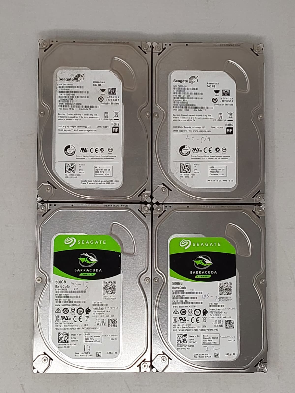 Seagate BarraCuda 500GB 3.5" SATA III 7200RPM HDD Lot of 4 - Tested