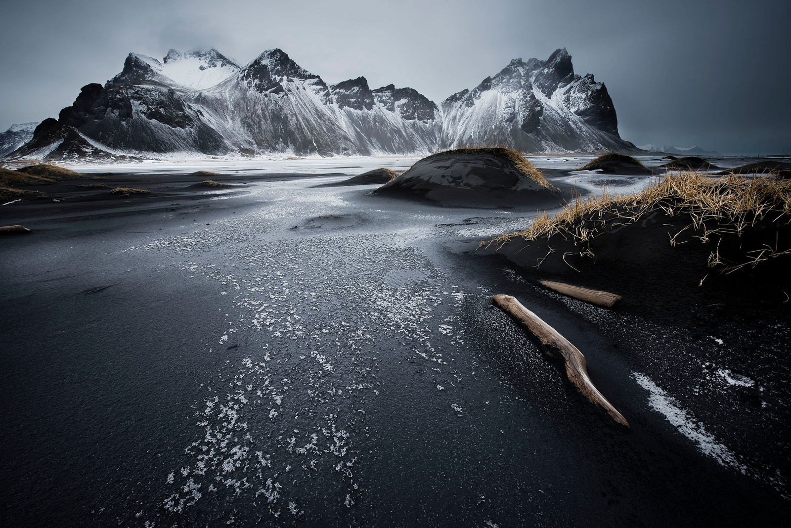 Landscape nature iceland mountains black sand snow Custom Gaming Mat Desk