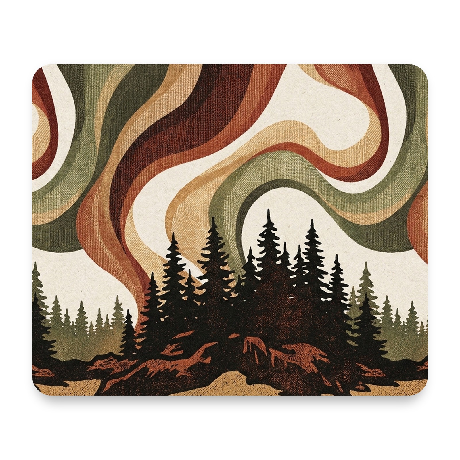 Northern Lights — Earth Tones Mouse Pad 9.25x7.75 Non-Slip Desk Mat