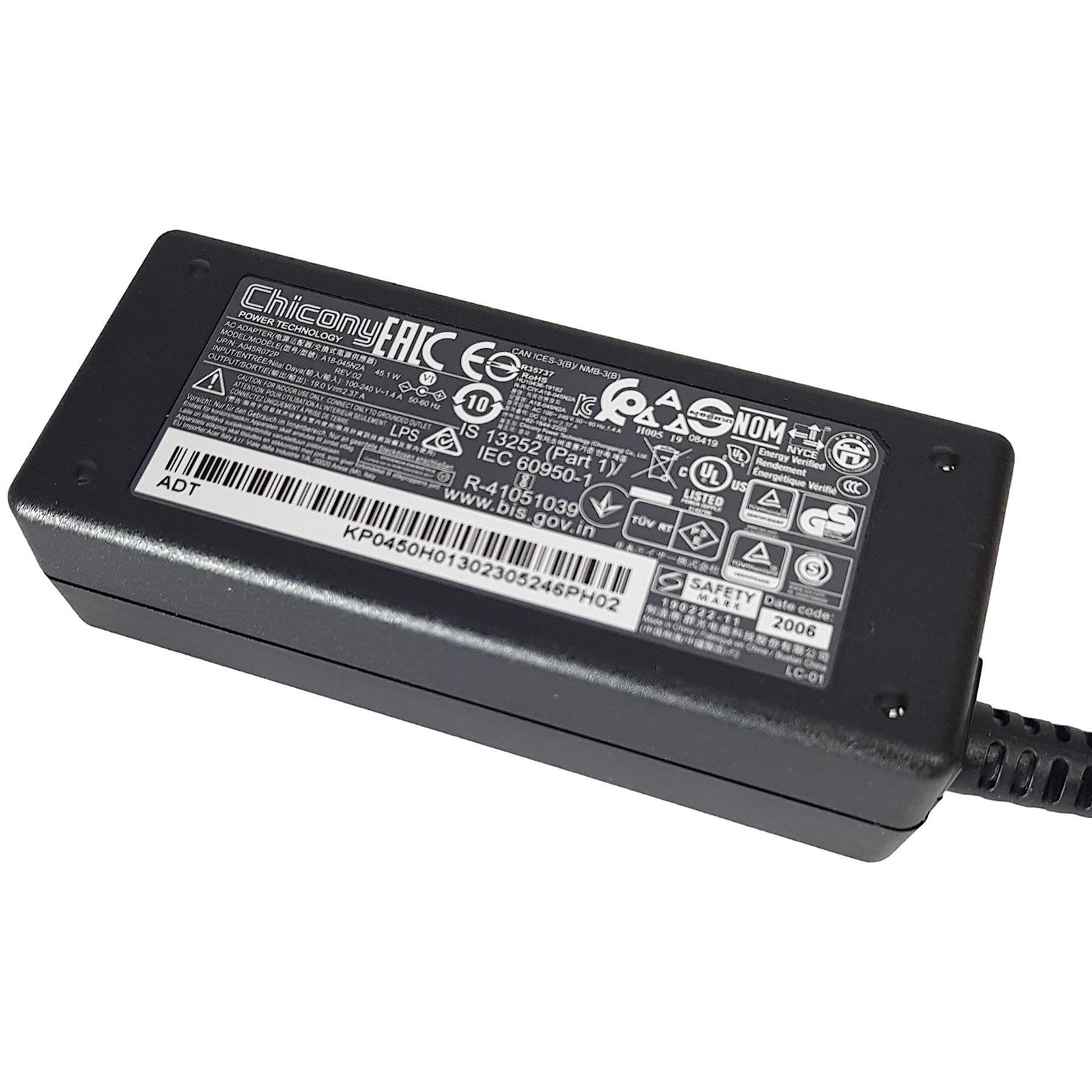 Acer Extensa EX215-21 AC Power Adapter Charger Supply 45W 19V KP.04501.003