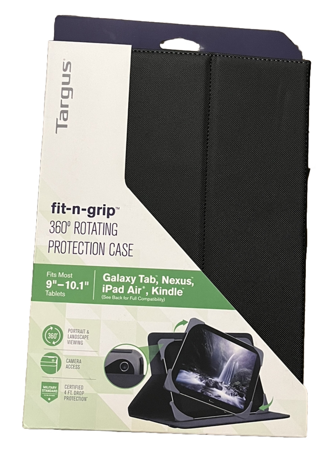 Tangus Black fit-n-grip Protection Case for Most 9”-10.1” Tablets, New in Pkg