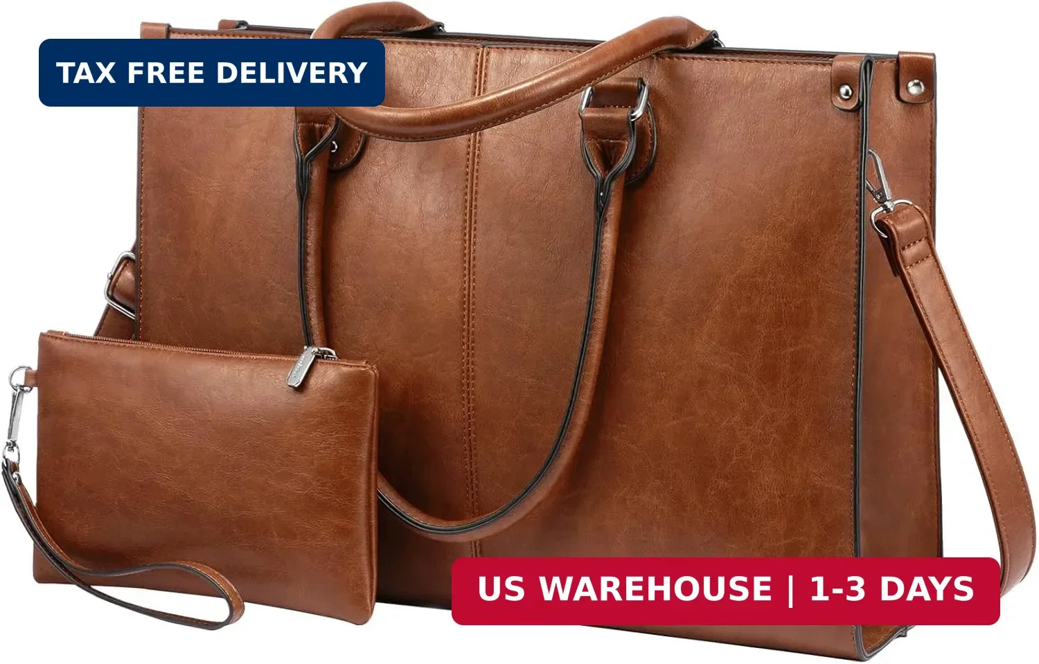 Laptop Tote Bag for Women, 15.6 Inch Large Capacity Vintage Leather Work Compute