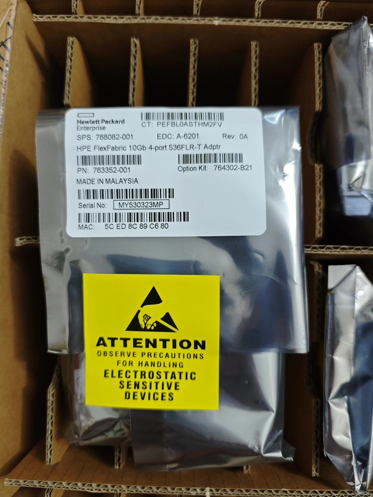 HPE 764302-B21 FLEXFABRIC 536FLR-T 10GB 4-PORT ADAPTER 768082-001 763352-001 HP