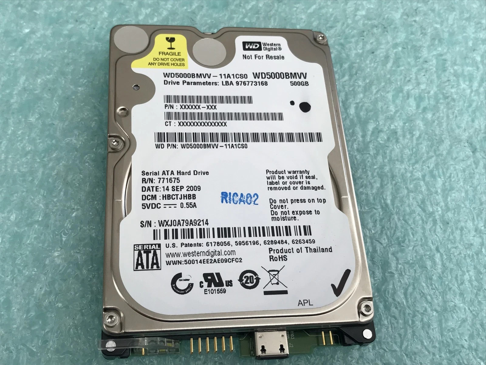 WD WD5000BMVV-11A1CS0 DCM: HBCTJHBB 500GB 2.5" USB 2.0 Hard Drive - HD137*