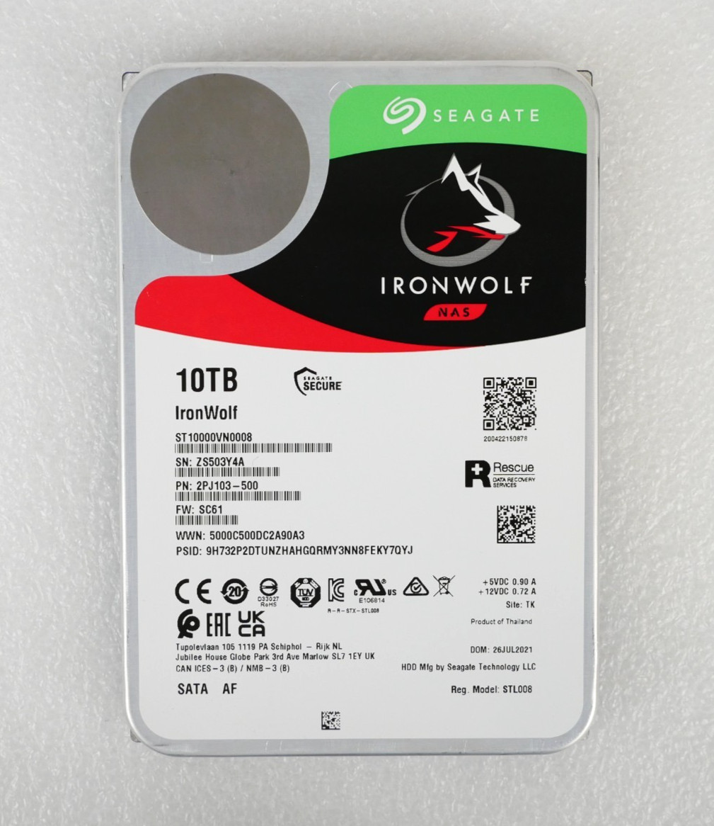 Seagate IRONWOLF ST10000VN0008 10TB 7.2K 6Gb/s SATA 3.5" Internal Hard Drive