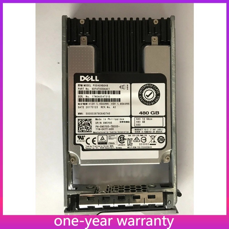 0N5Y85 N5Y85 DELL TOSHIBA PX04SVB048 480GB 12G SAS SSD 2.5 SFF MD3820I R730 R720