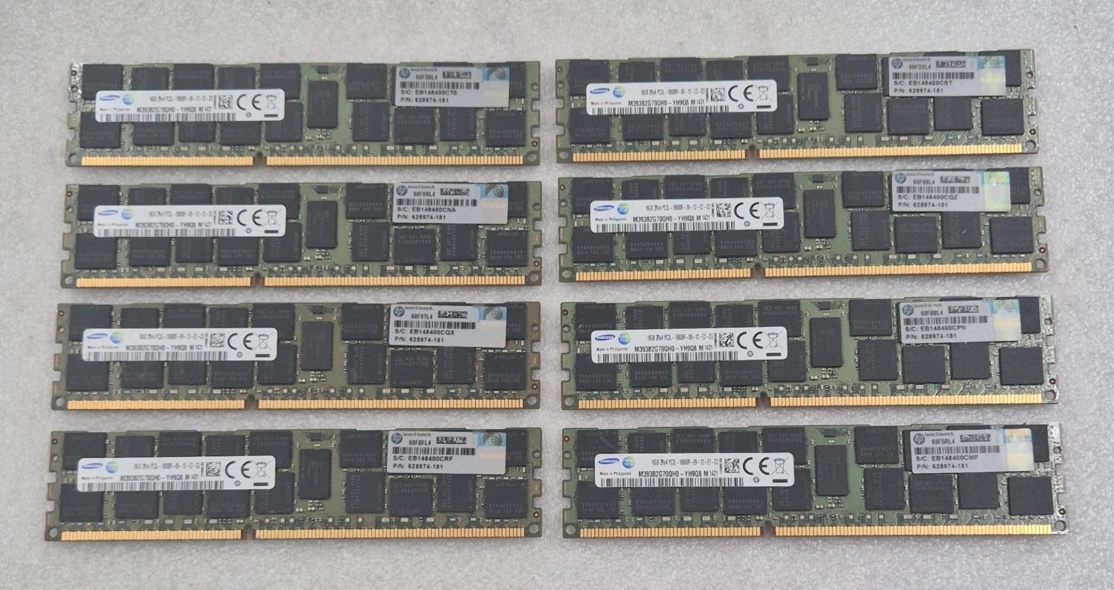 [LOT 8 PCS] SAMSUNG M393B2G70QH0-YH9Q8 16GB 2Rx4 PC3L-10600R Server Memory RAM