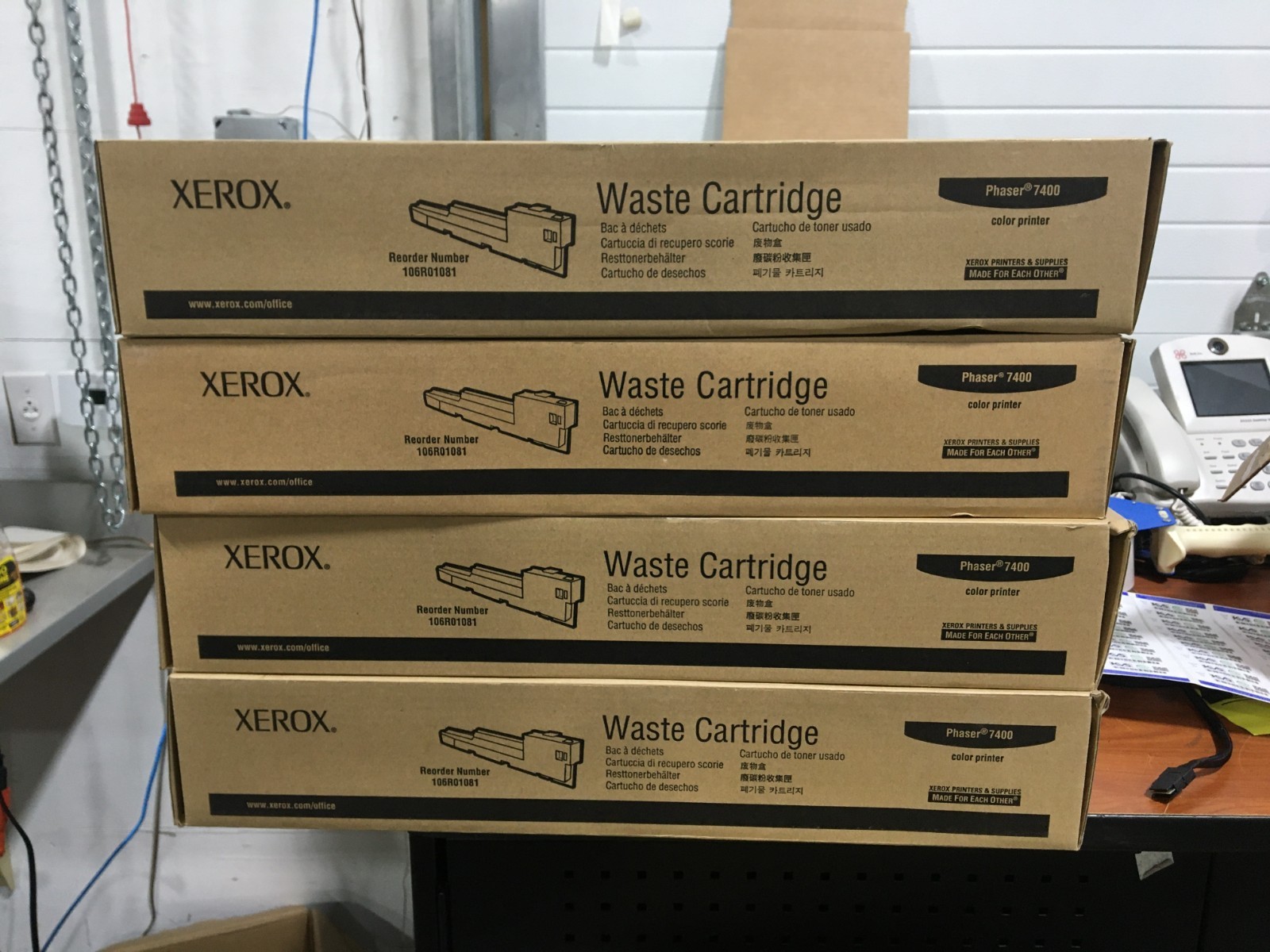 Lot of 4: Xerox 106R01081 Waste Cartridges Genuine Phaser 7400