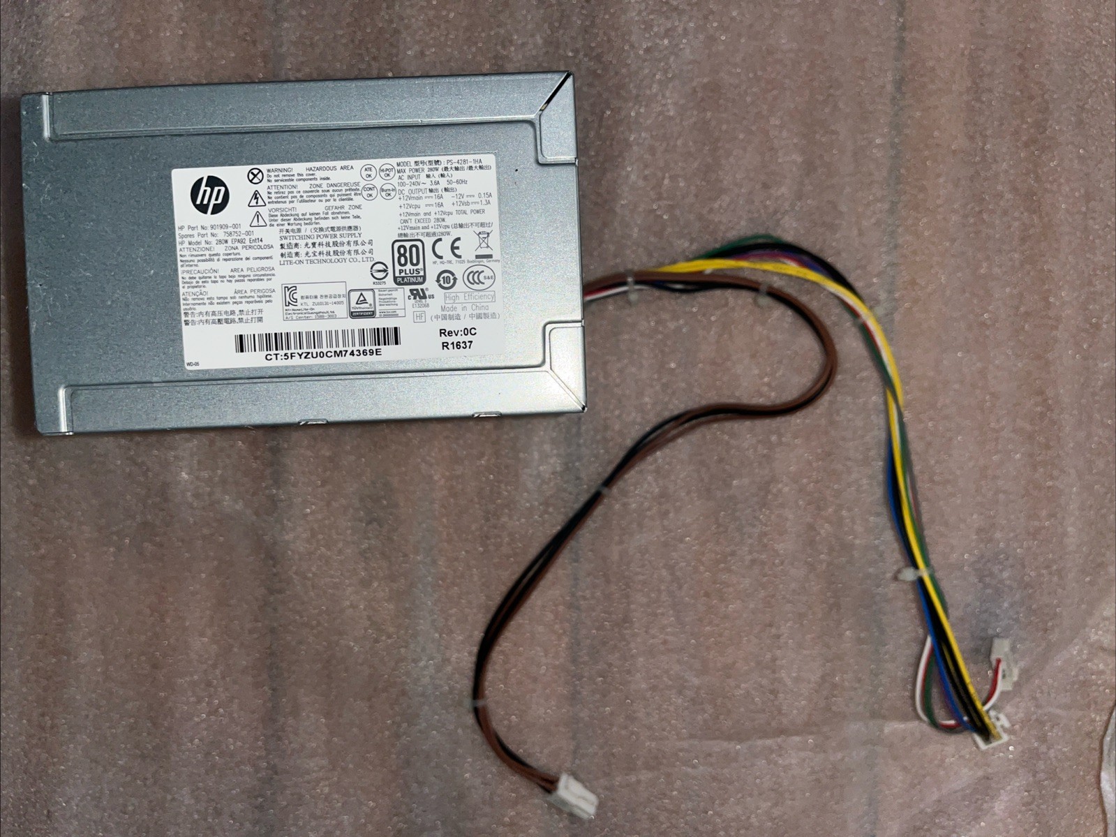 HP 280W Power Supply PS‑4281‑1HA 901999‑001 Lite‑On PSU Tested Working