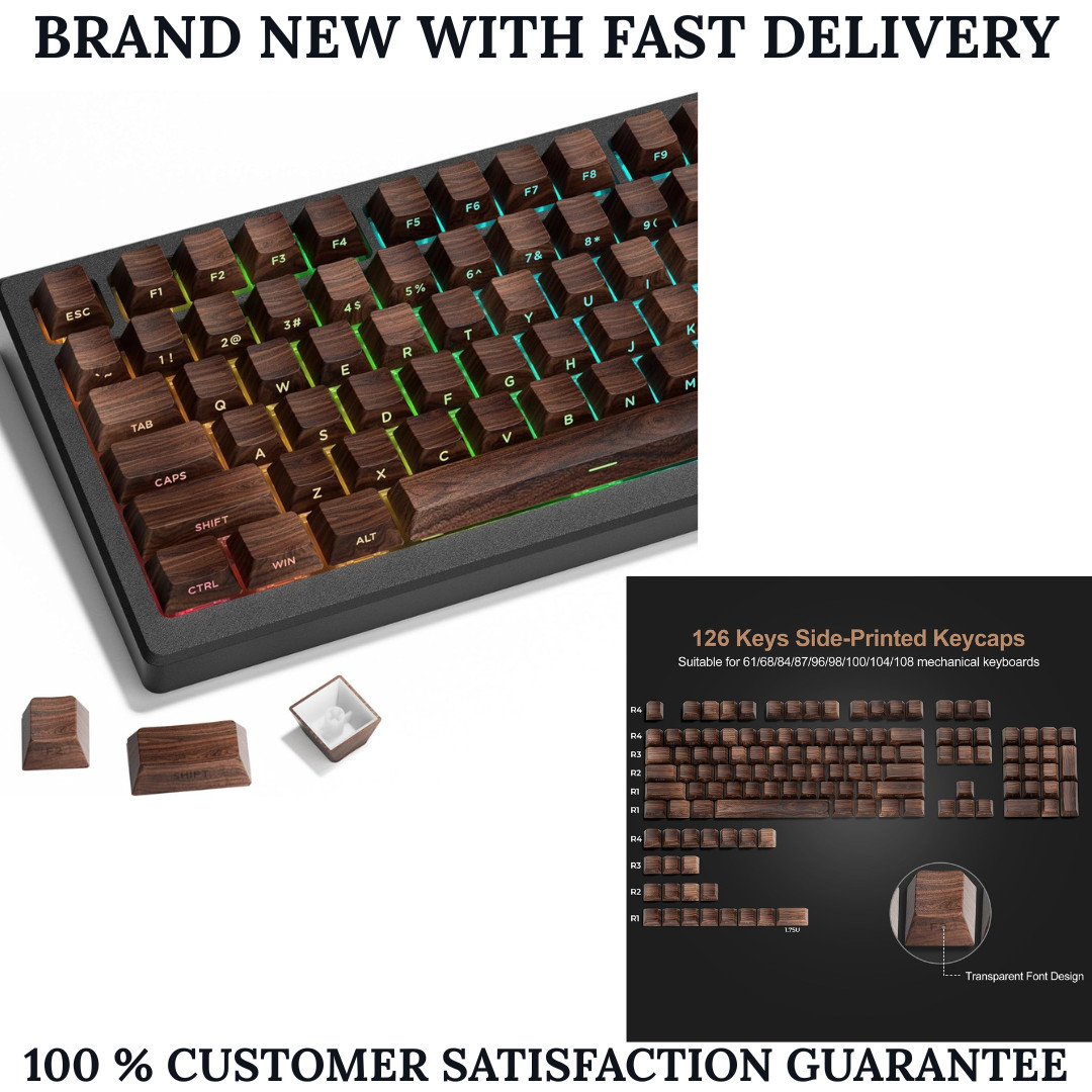 XVX PBT Keycaps Side Print Shine Through 126 Keys Cherry Profile Walnut