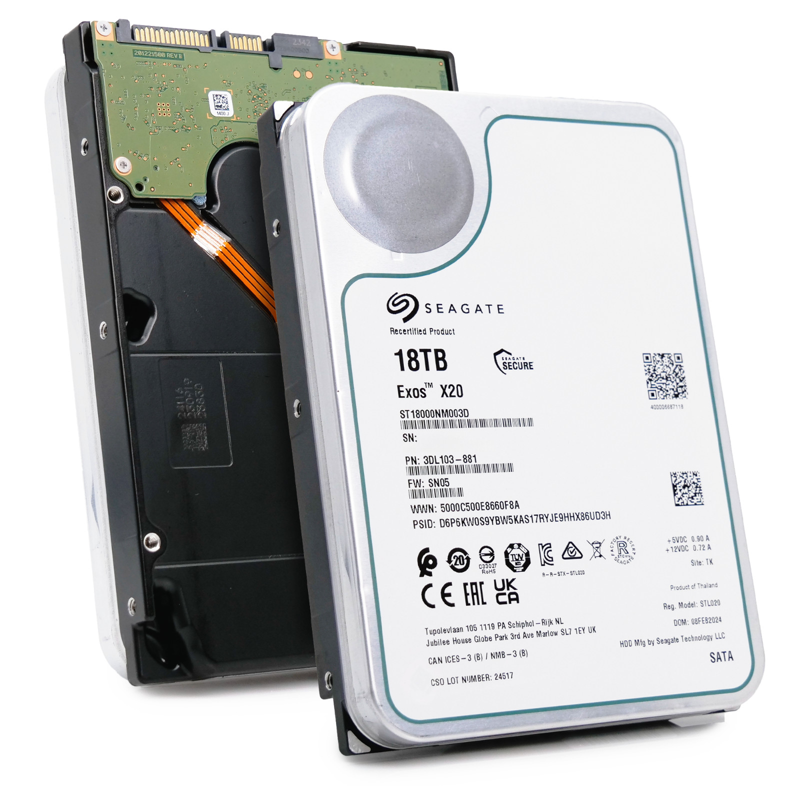 Seagate Exos X20 18TB ST18000NM003D 7.2K RPM SATA 6Gb/s 3.5" Enterprise HDD
