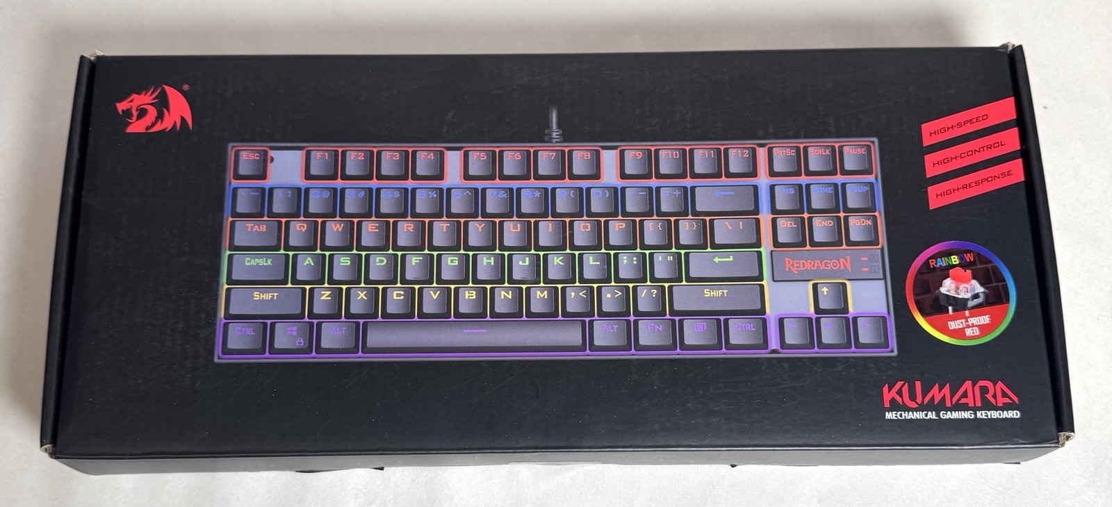 Redragon Kumara K552 Gaming Keyboard TKL Red Switches Rainbow LED Sealed New