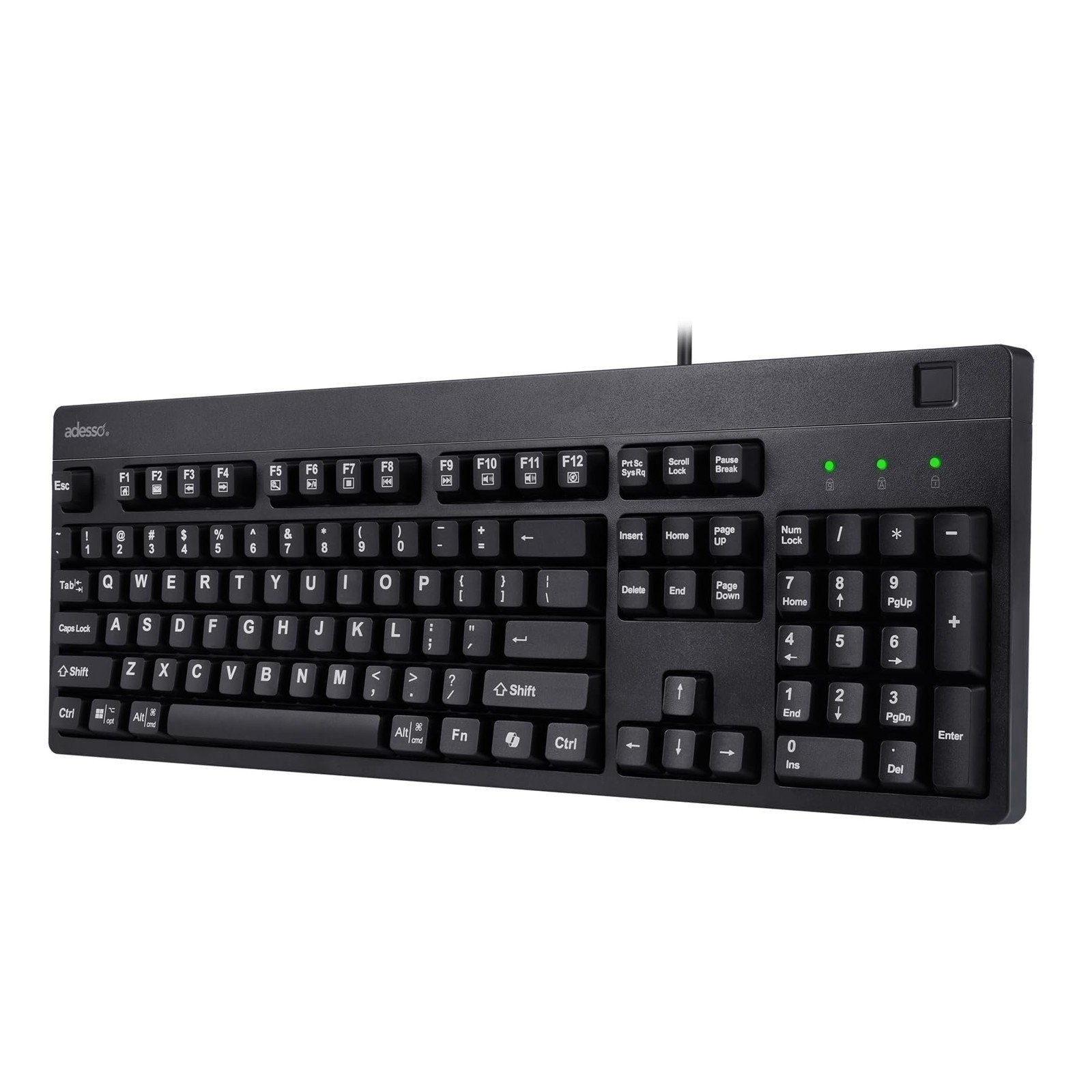 TAA Compliant USB Wired Fingerprint Keyboard Full Size 104-Key Windows Hello Com