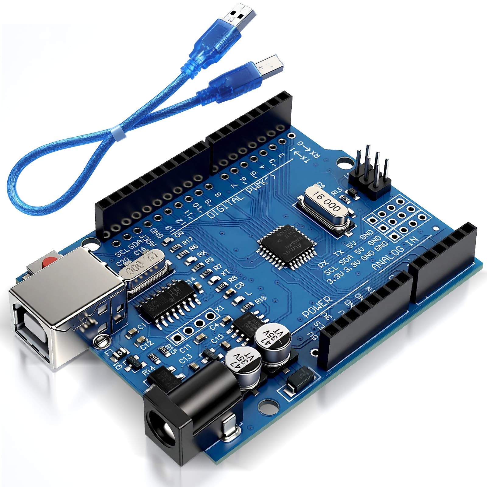 UNO R3 Board ATmega328P with USB Cable(Arduino-Compatible) for Arduino, Input...