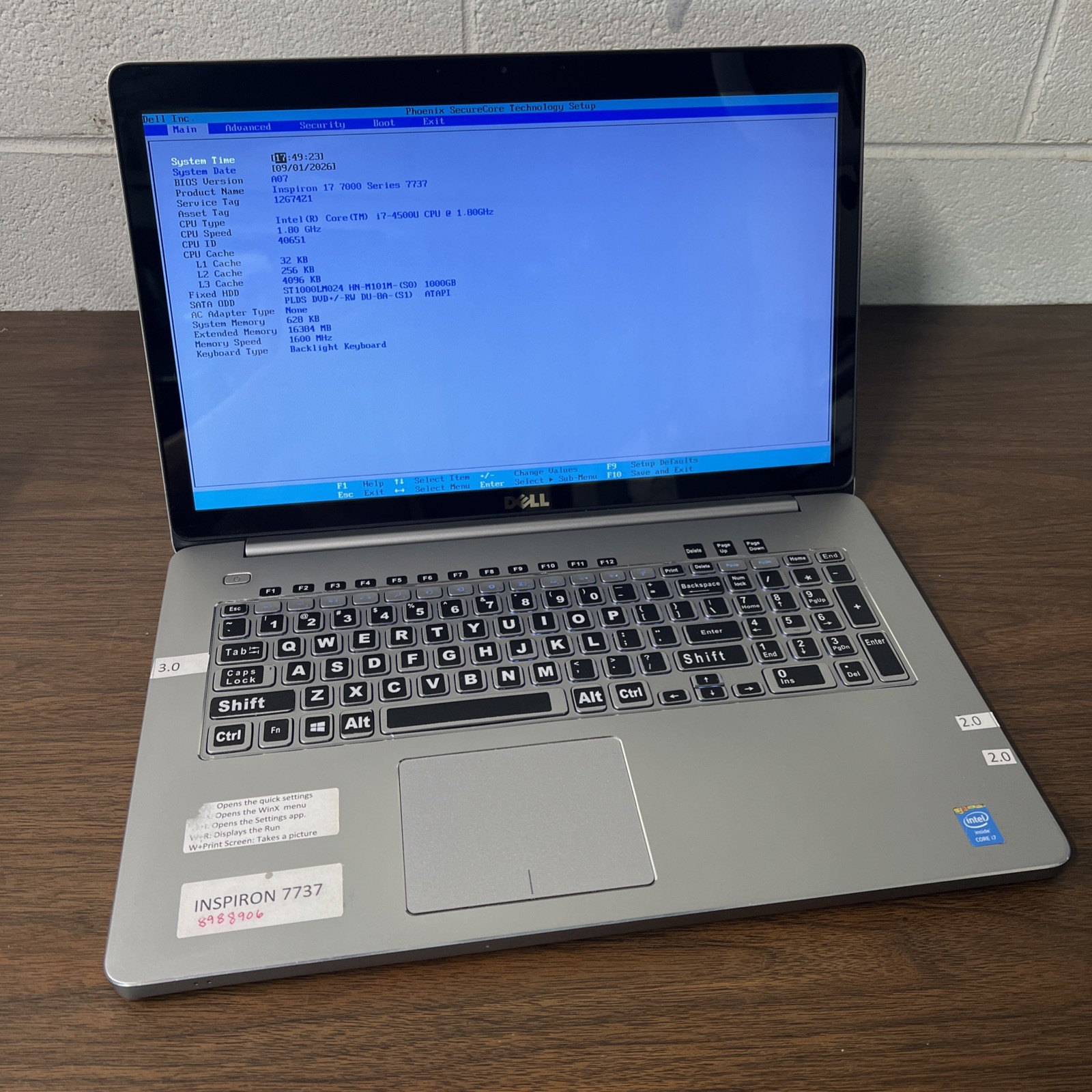 Dell Inspiron 17 7000 7737 17.3” i7-4500U 16GB RAM 1TB GT 750M NO OS