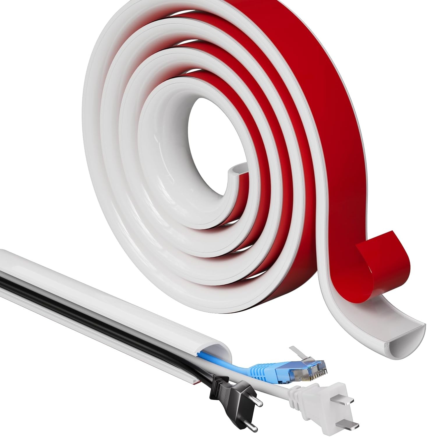 39-197" Adhesive Cord Hider for Wall Mounted TV One-Cord Cable Cover Raceway